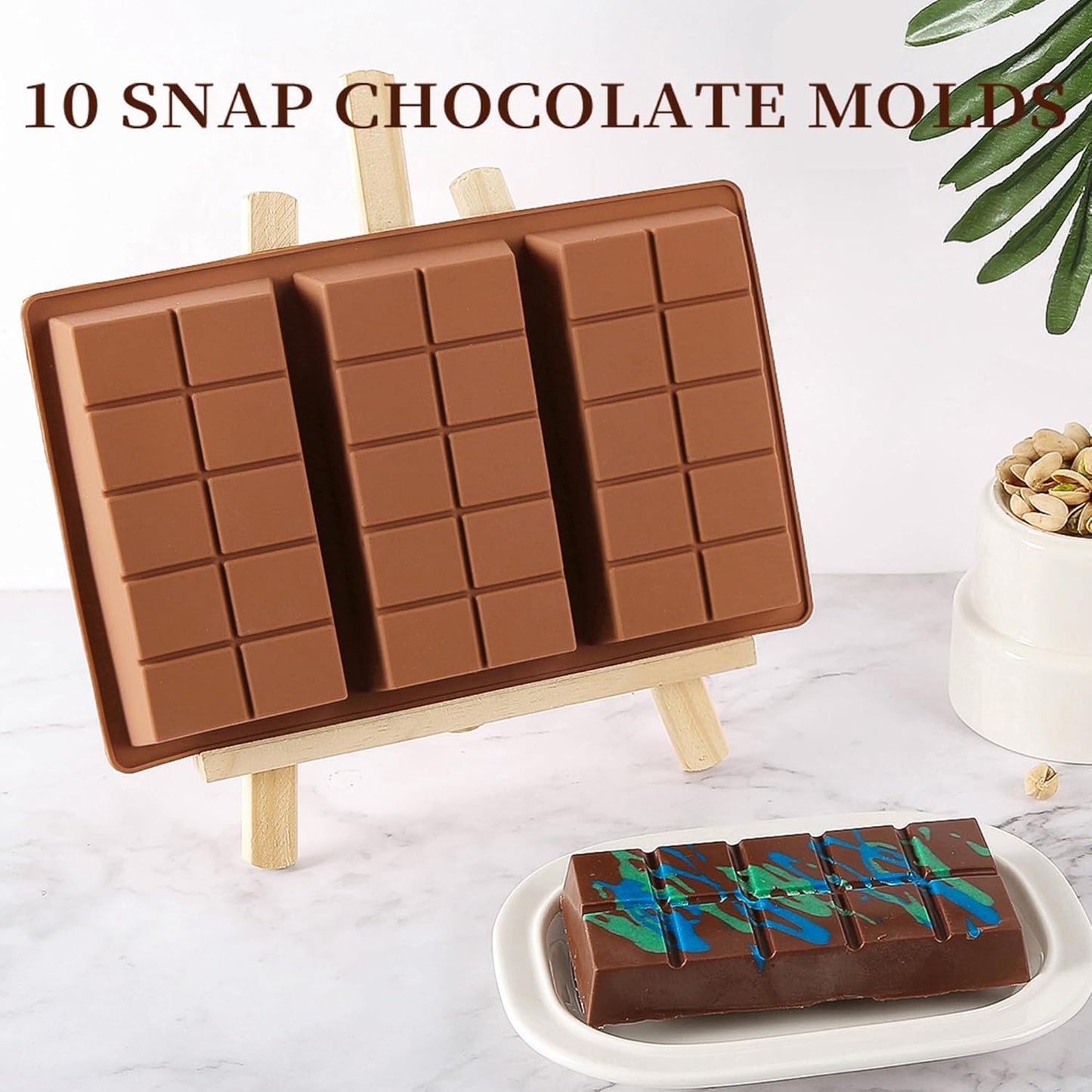1 Inch Deep Chocolate Bar Mold, 3 Cavity Large Dubai Chocolate Molds, Thick Candy Bar Mould for Filling（1 Pack）