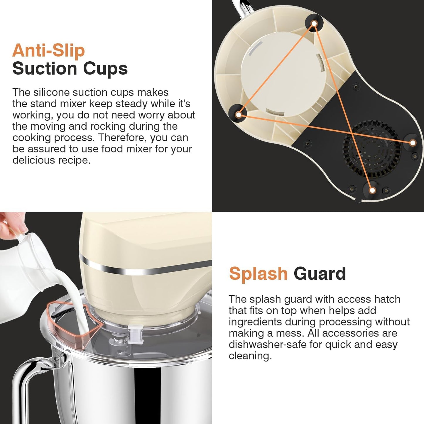 Mini Angel Stand Mixer,10-Speed Kitchen Electric Mixer,Tilt-Head Food Mixer with Dough Hook, Wire Whisk, Flat Beater, Stainless Steel Bowl (White2, 5QT)