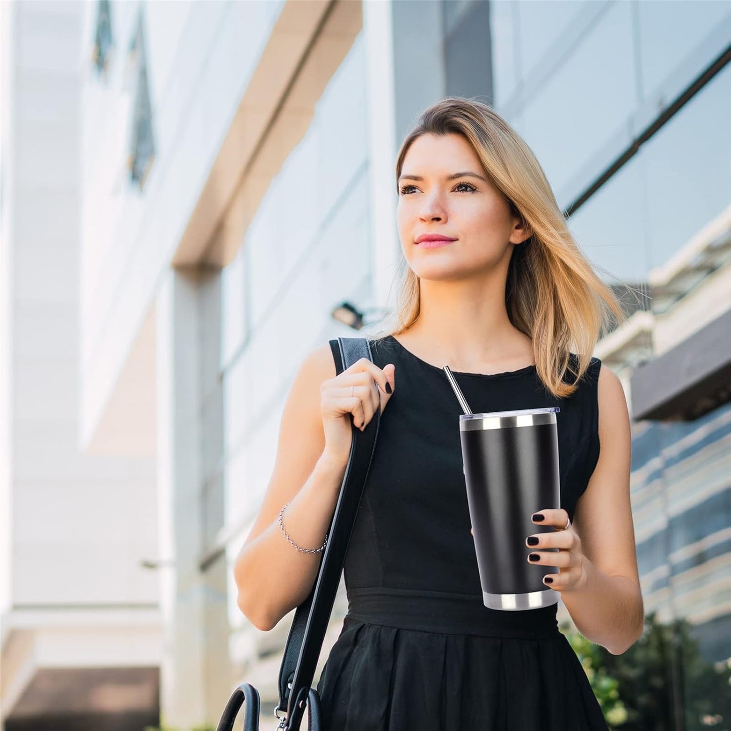 Pandance 20oz Stainless Steel Insulated Tumblers with Lid and Straw Bulk, Double Wall Vacuum Water Cups for Hot & Iced Coffee Drinks Travel Mug (Mix, 8 pack)