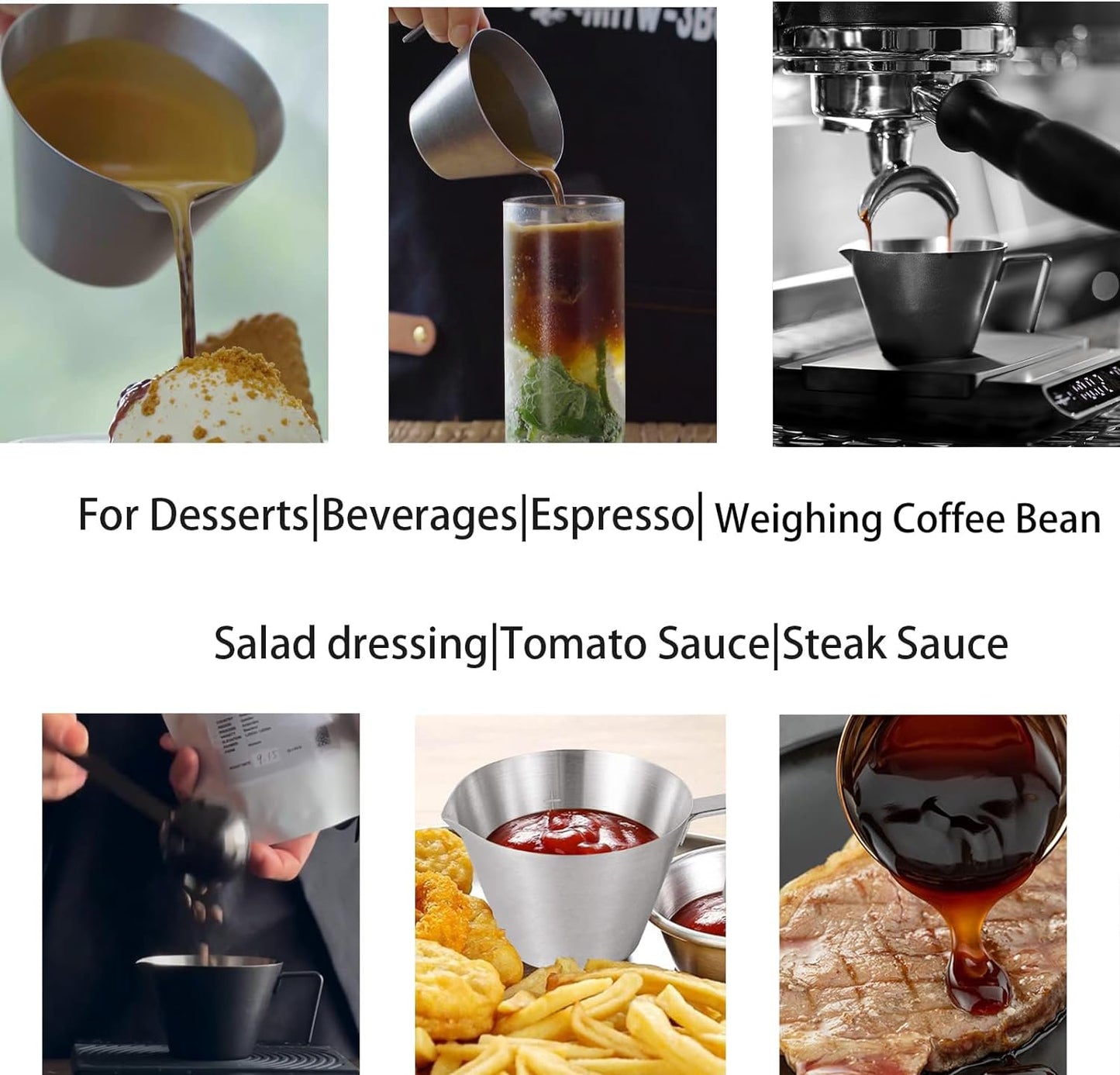 MHW-3BOMBER Espresso Measuring Cup 2 Pack Double Shot Espresso Cups Stainless Steel Coffee Bean Dosing Cup Espresso Machine Accessories (Matte Black) G6197B-OS