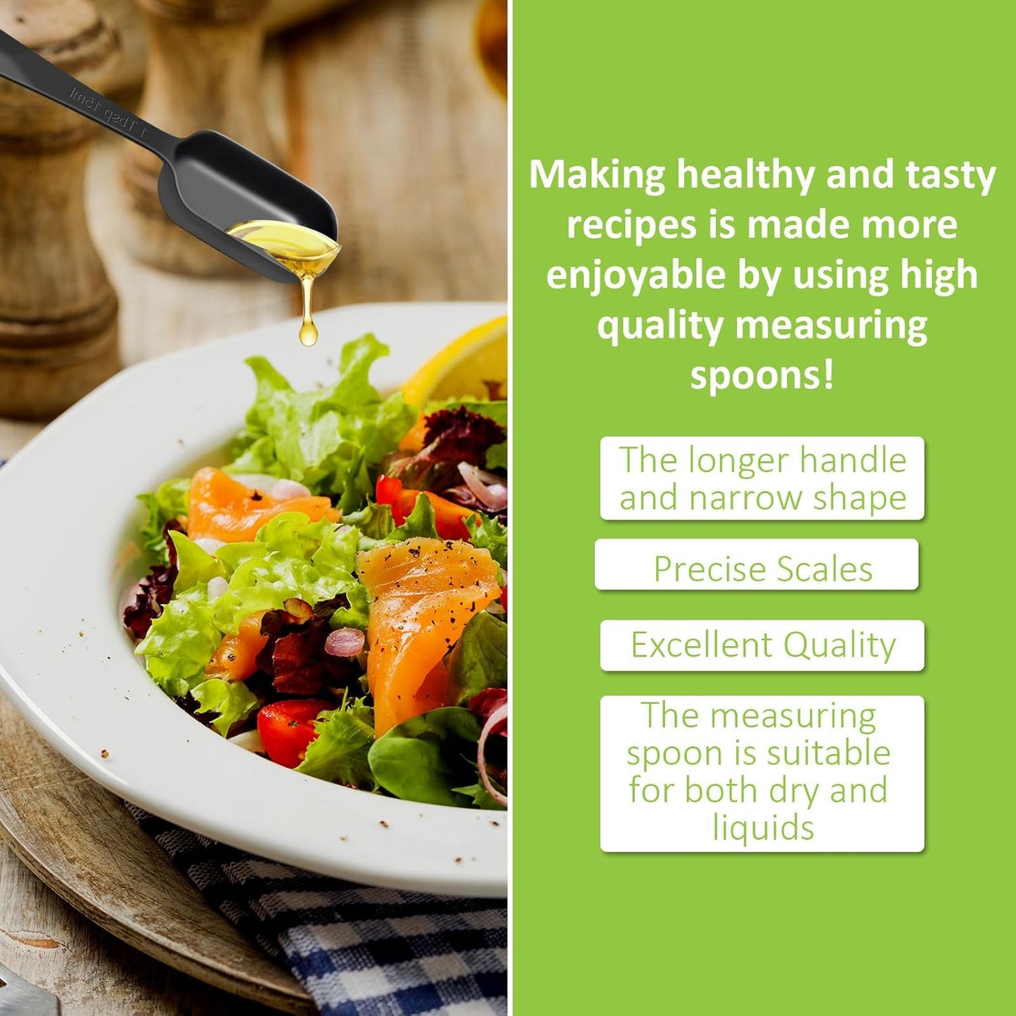 2 Pcs 1/4 Teaspoon(1.25 mL | 1/4 Tsp | 1/16 Tbsp | 1.25 cc | 1/32 oz) Stainless Steel Single Measuring Spoon, Long Handle Metal Measuring Spoon, Kitchen Gadgets for Cooking & Baking(Black)