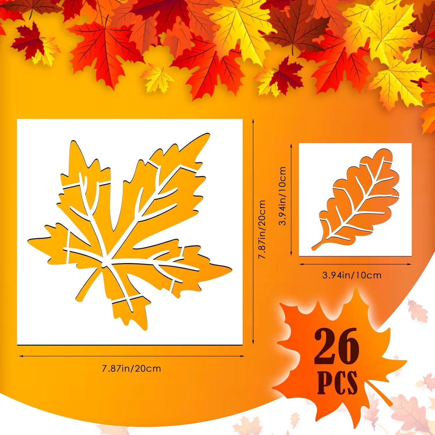 Fall Painting Stencils Maple Leaves Stencils Autumn Leaves Stencil Thanksgiving Plastic Leaf Pattern Stencil Templates for Painting on Wood, Floor, Wall DIY Farmhouse Home Decor (Maple Leaves)