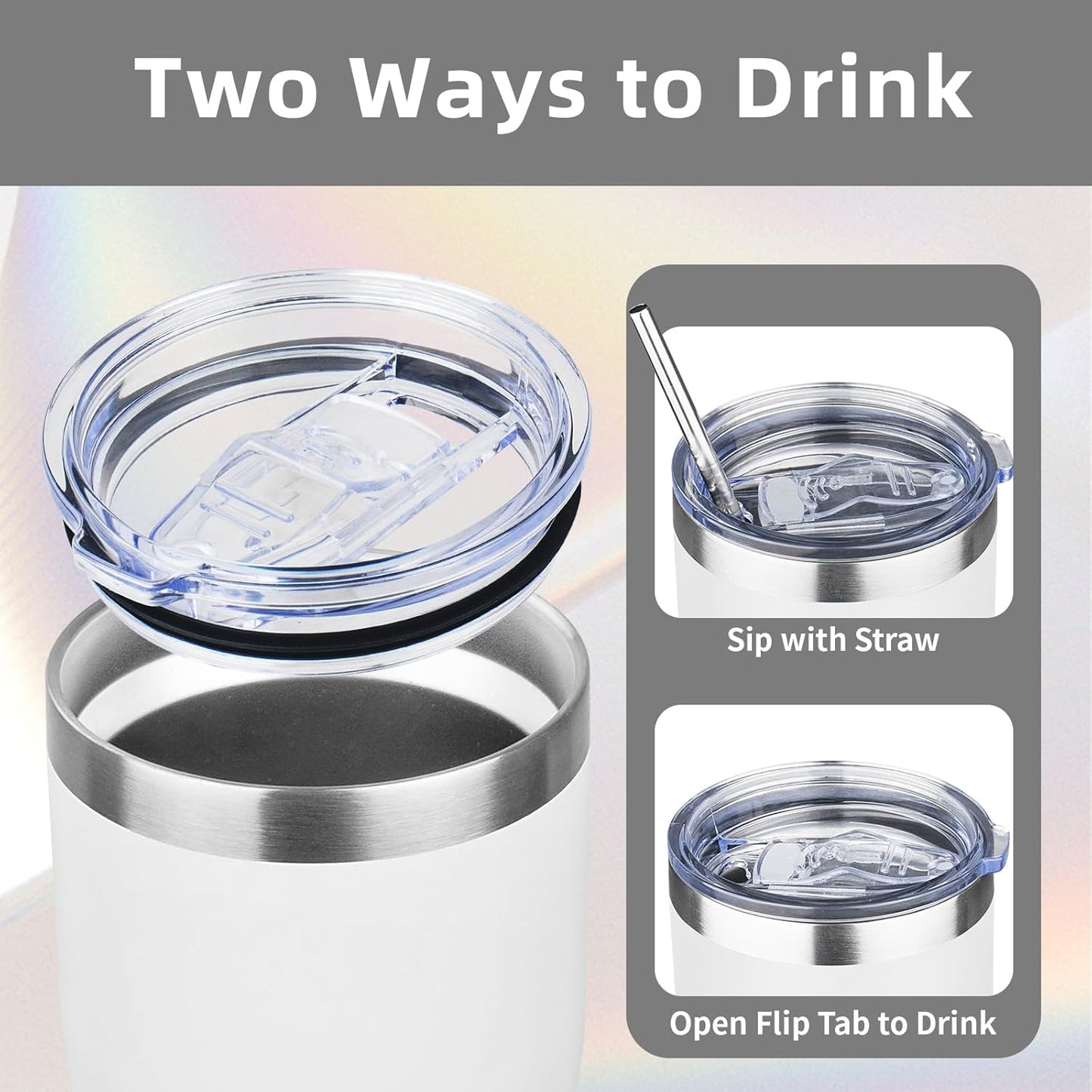 MEZMUT 20oz Coffee Tumbler with Lid and Straw Double Wall Vacuum Insulated Cup Stainless Steel Travel Mugs Insulated for Hot Cold Leakproof Powder Coated Tumbler for Indoor Outdoor(White, 4)