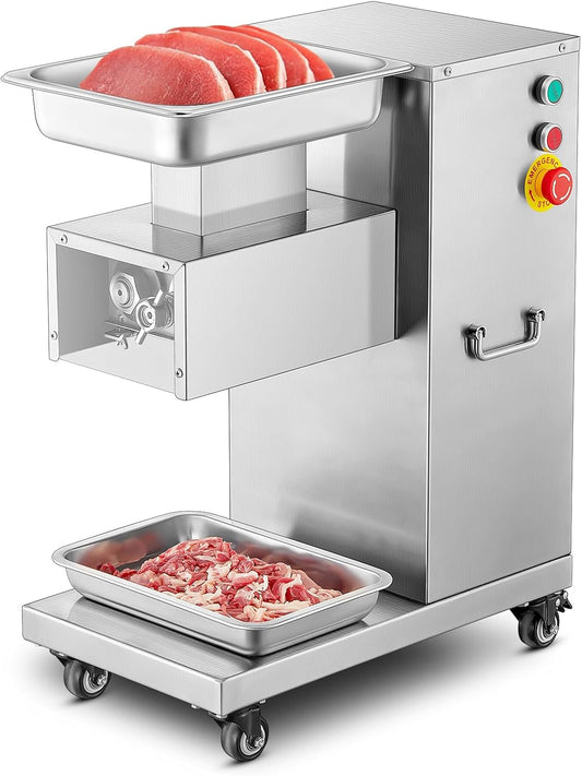 Commercial Meat Cutter Machine, 1200LB/H Electric Cutting Machine 750W Commercial Meat Slicer 3mm Blade Restaurant Food Slicer Stainless Steel For Kitchen Restaurant Supermarket