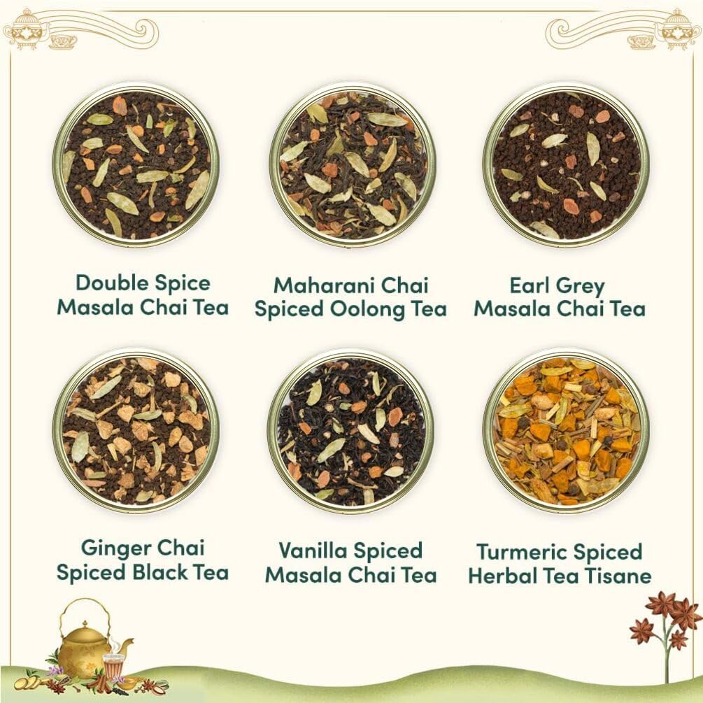 VAHDAM, Chai Tea Gift Set (12 varieties) Chai Loose Leaf Tea in Tin Caddy Gift Box | Exotic Chai Tea Blends | Gluten Free, Non GMO | Gifts for Men and Women | Gifts for Him/Her