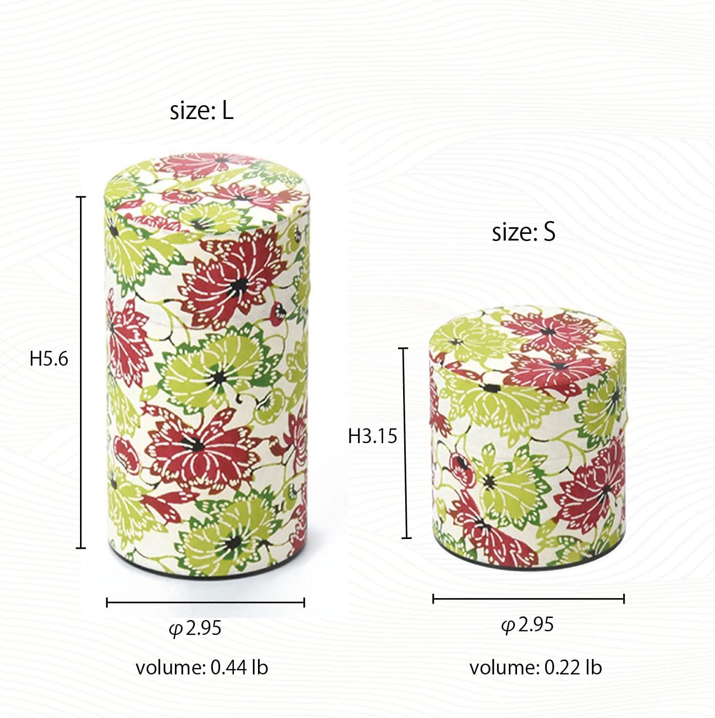 Japanese Pokkan Coffee Spice Tea Tin Canister Washi Paper Storage with Lid 7.05 oz Capacity (Kenran Hana)