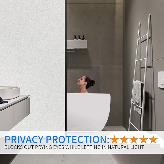 Window Privacy Film with Installation Tools, Static Cling, Anti UV, Heat Control, Ideal for Home Shower Office Glass Door (White Frosted, 23.6X157.4Inch)