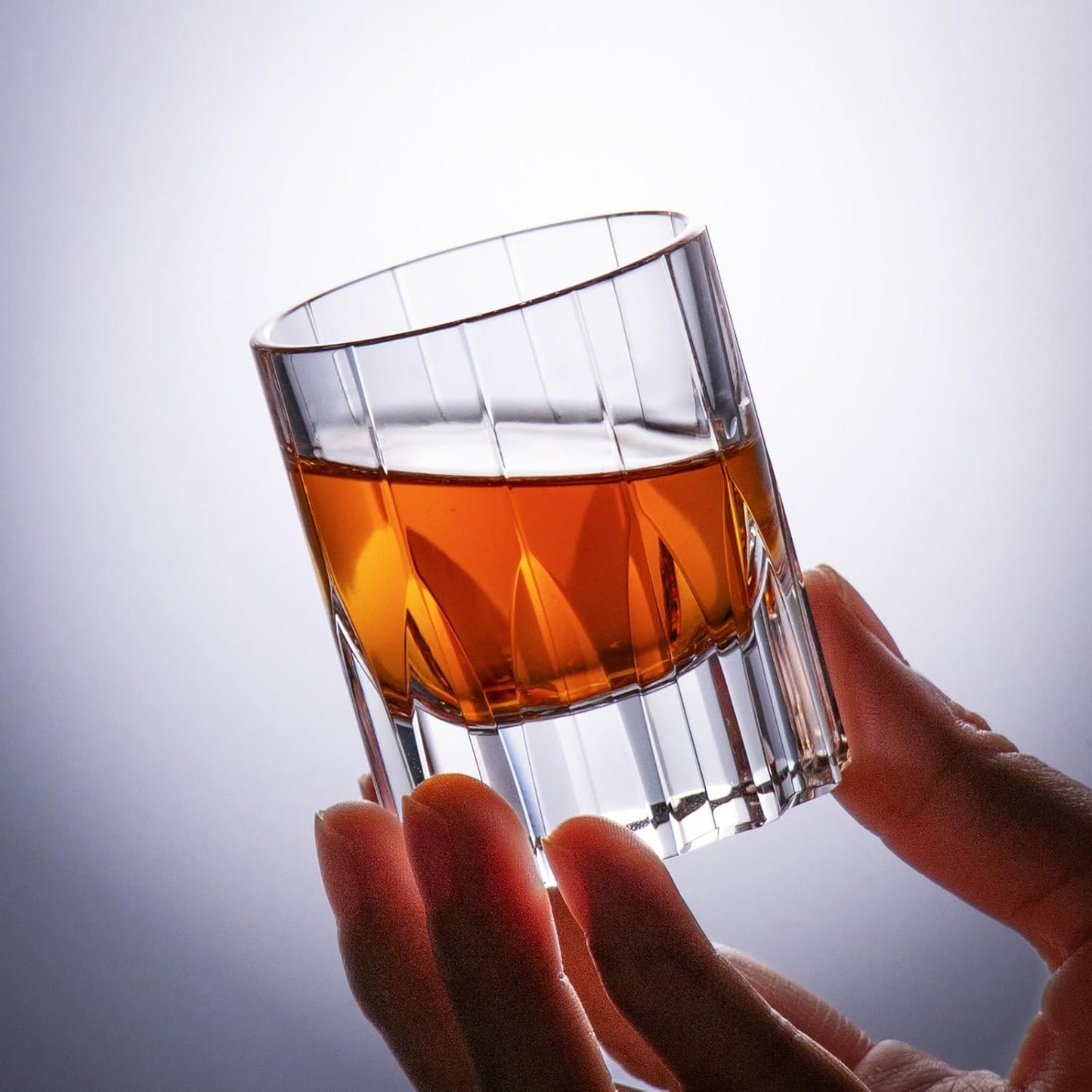 KAMMAK Crystal Whiskey Glasses Set of 2, Handcrafted 2.03oz Old Fashioned Glasses Stemless, Luxury Cocktail Glasses, Hand Blown Scotch Cup for Women, Men Barware Gift for Liquor, Bourbon