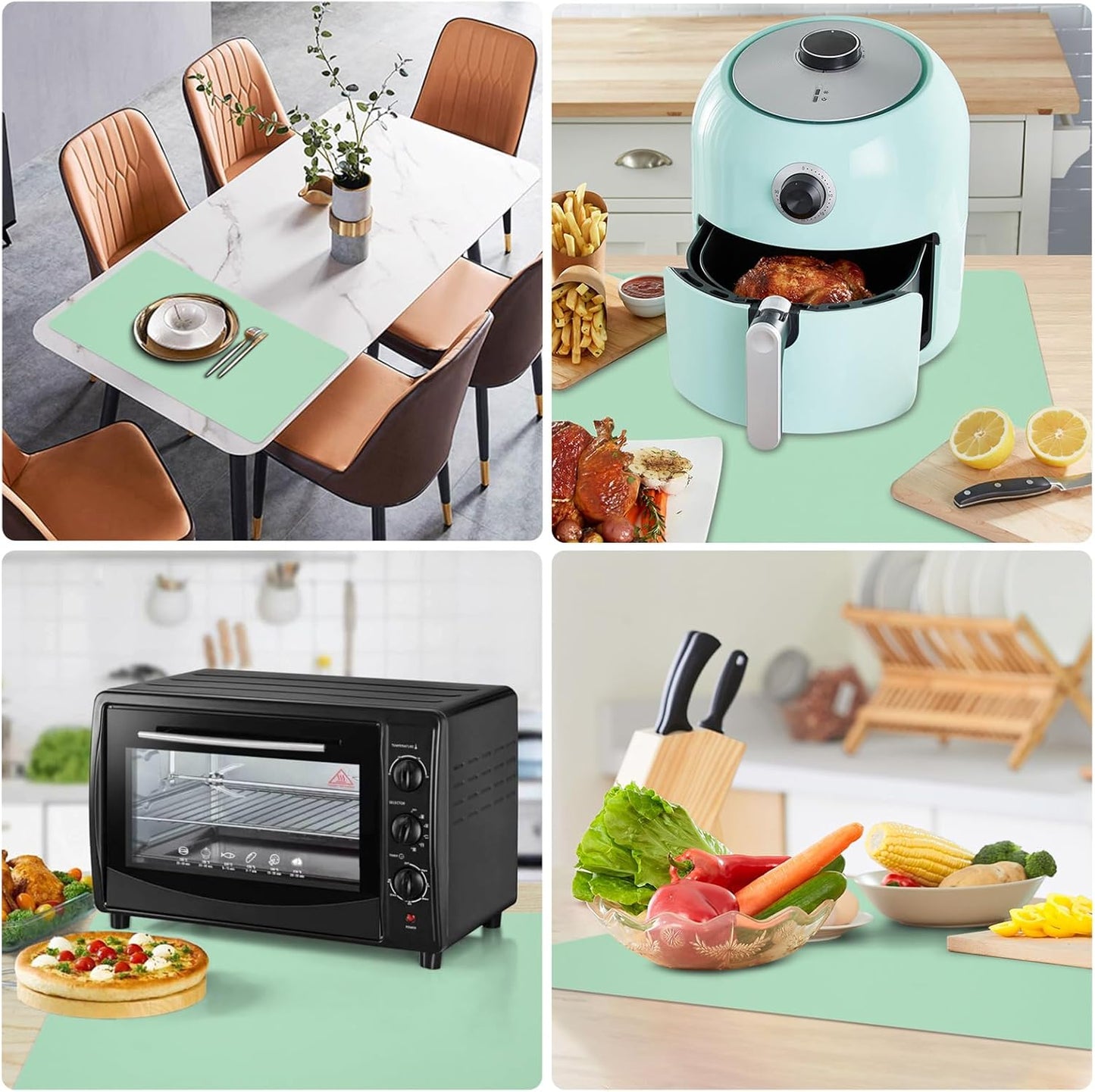 Silicone Mat Heat Resistant Mats for Countertop, Large Silicone Mats for Kitchen Counter Crafts Workbench Table, Size 48x24 inches Thick 2mm,Rolled Package,Light Green