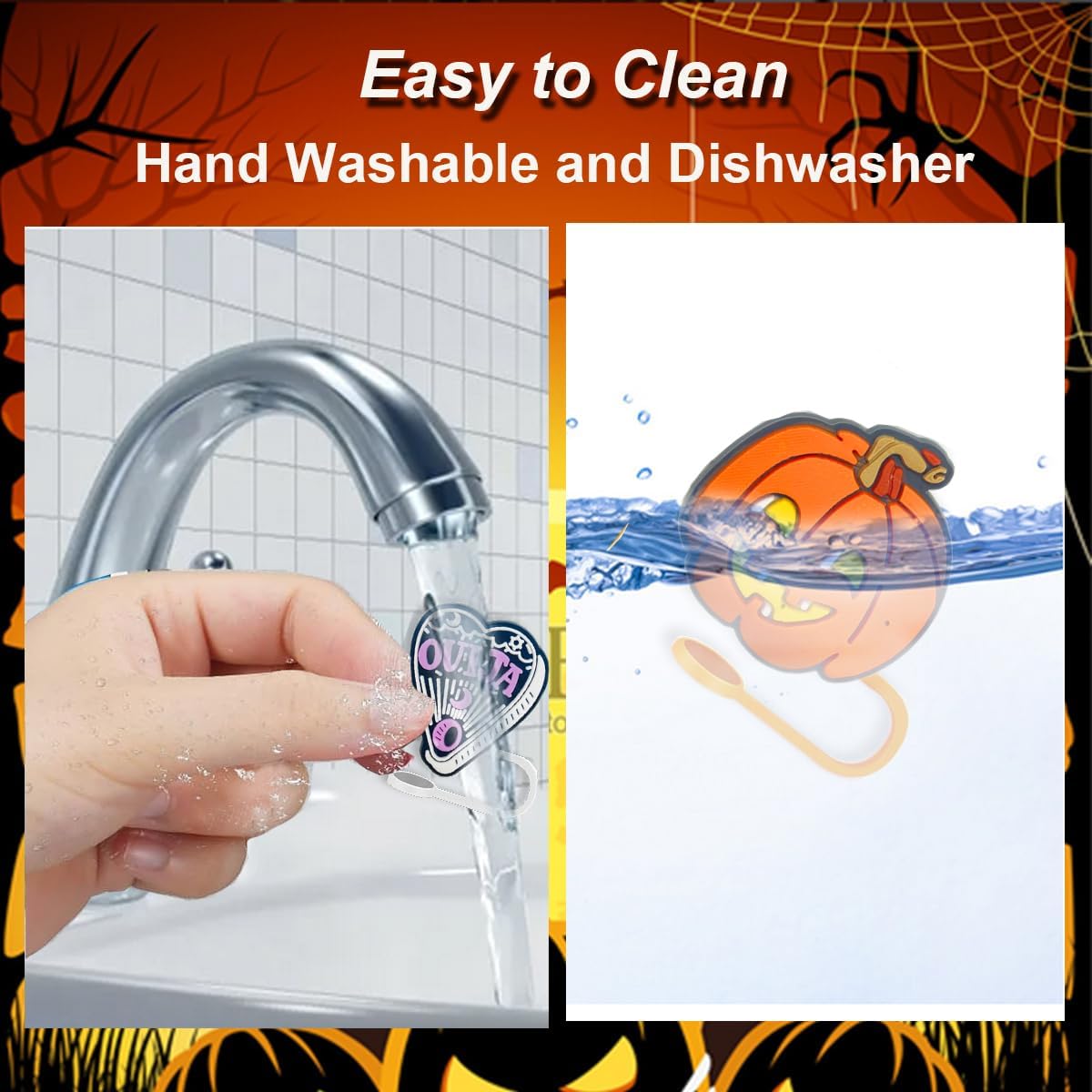 16PCS Halloween Straw Toppers for Stanley Cup, Cute Silicone Skull Ghost Straw Covers Cap Compatible with 30&40oz Tumbler with Handle,10mm 0.4in Dust-Proof Reusable Tips Lids for Halloween Gifts