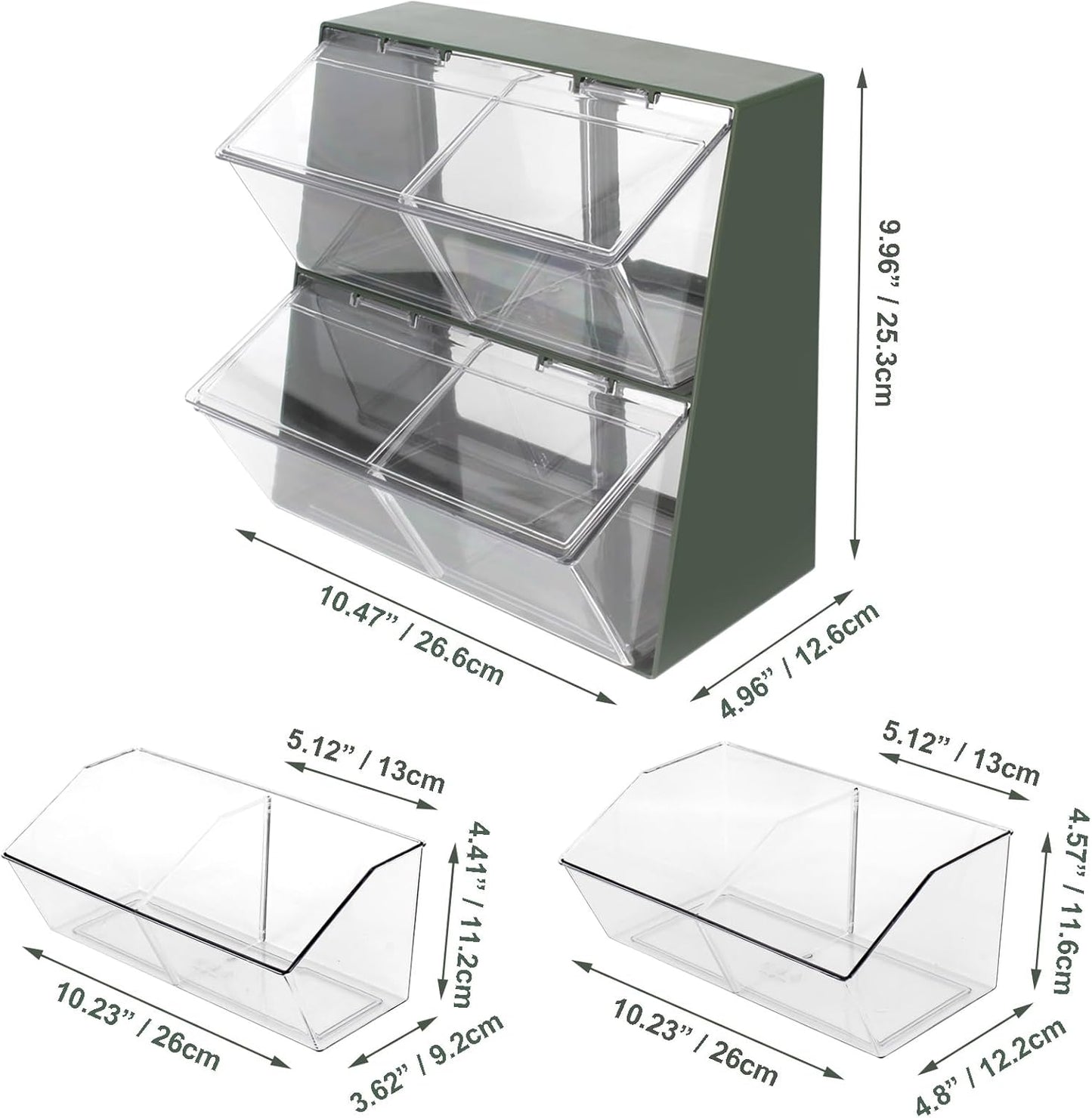 Bokelai K Cup Holder Plastic Organizer for coffee pod with Lid Large Capacity Countertop Versatile Desk Storage Station for Capsule Creamer Suger Tea Bag Face Mask Green/Clear