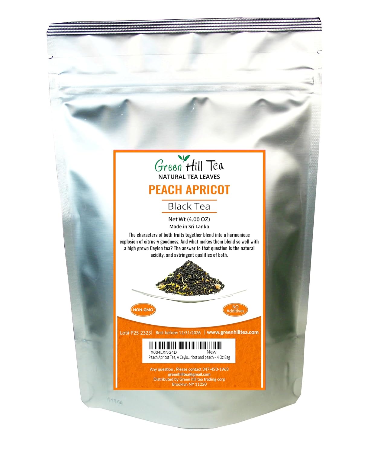 Peach Apricot Tea, A Ceylon black tea blended with the essence of apricot and peach – 4 Oz Bag