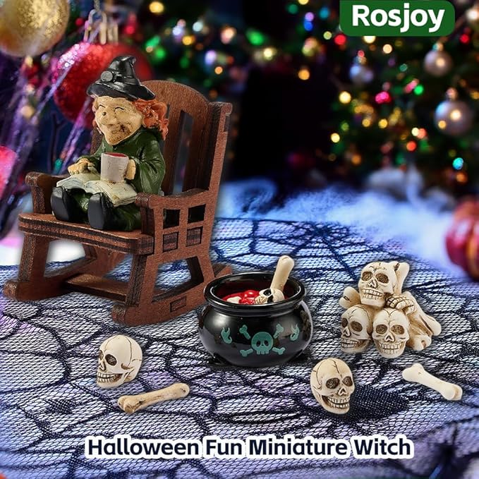 Halloween Fun Miniature Witch Figurine,Gothic Horror Resin Witch Decor,for Bookshelf Decor,Desk Trinkets,Collectible,Party Gifts