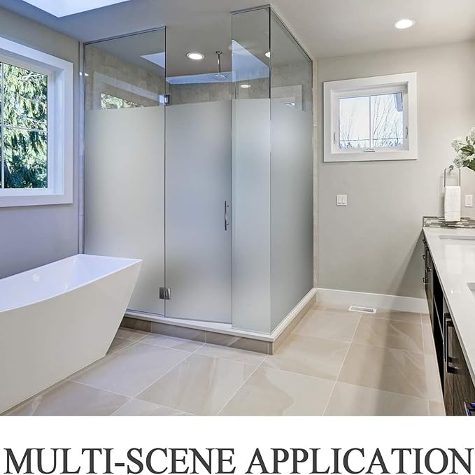 HIDBEA Frosted Window Privacy Film Heat Control UV Blocking, Static Cling Non-Adhesive Reusable Door coverings for Bathroom Home Office (White Frosted 29.5 Inch x 6.5 Feet)