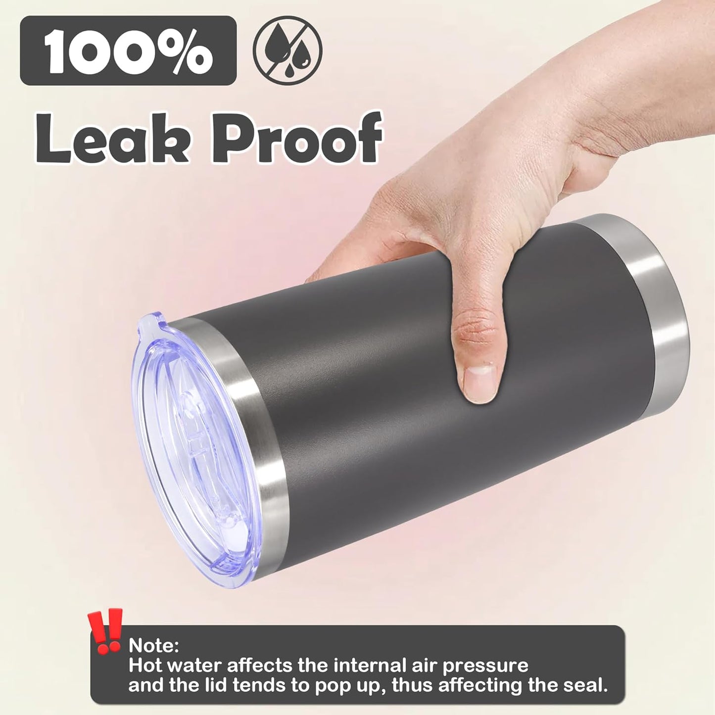 20oz Tumbler Stainless Steel Tumbler Cup with Lid Vacuum Insulated Double Wall Travel Mug, Durable Powder Coated Travel Coffee Tumbler Mug for Hot & Cold Drinks, Grey,1 Pack