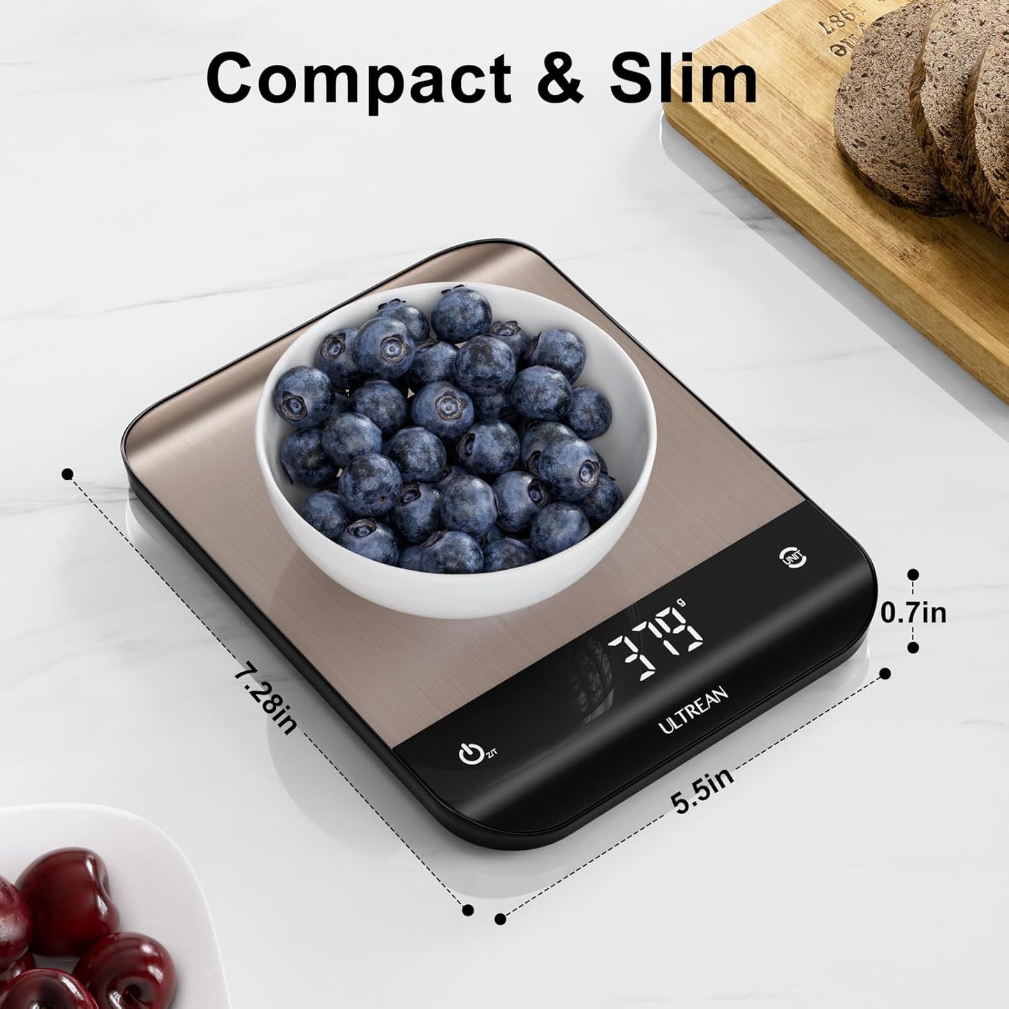Ultrean Food Scale, Digital Kitchen Scale with LED Display, Weight Grams and Ounces for Baking Cooking, 6 Units with Tare Function, 11lb (Batteries Included)