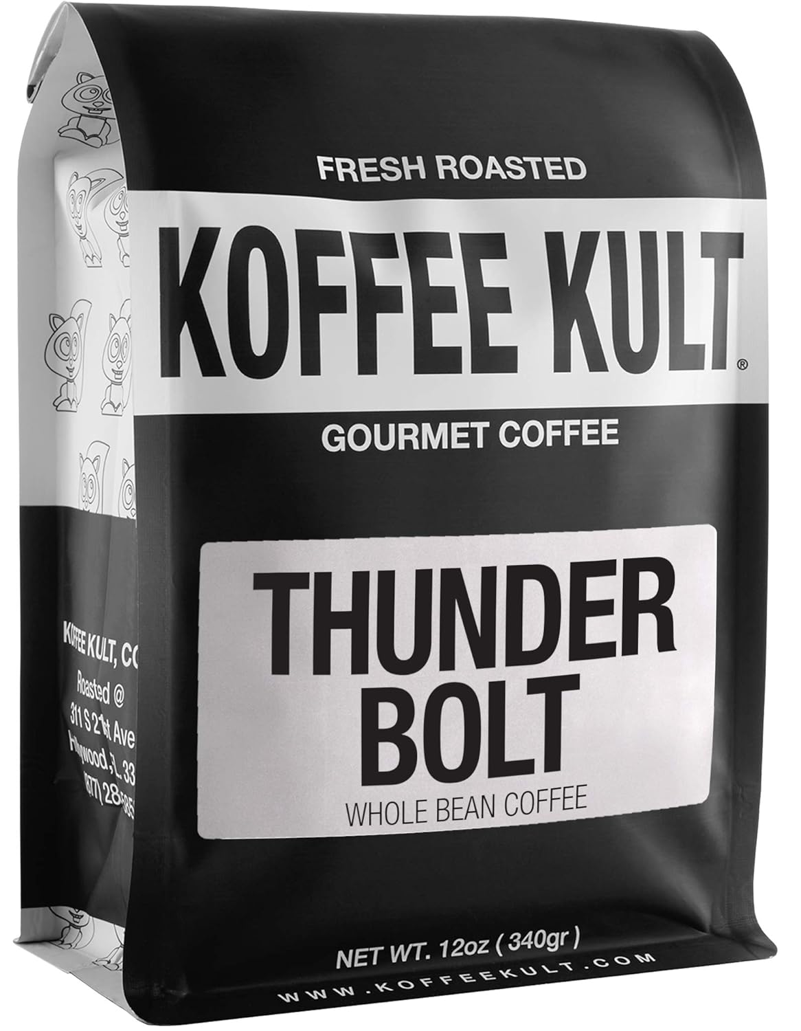 Koffee Kult Thunder Bolt - Whole Bean Coffee, Dark French Roast, 100% Arabica, Robust Blend, Bold Strong Artisan Flavor, 12oz Resealable Package