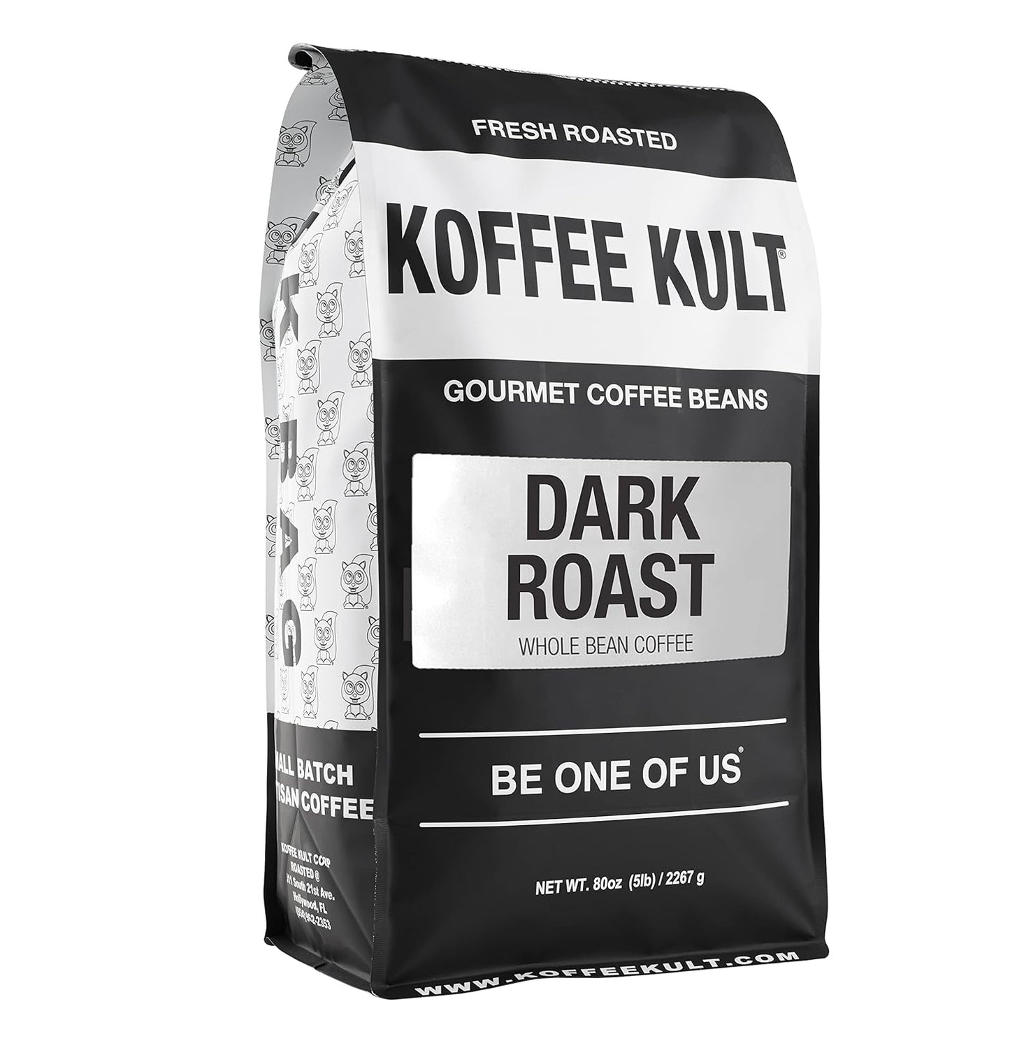 Koffee Kult Dark Roast Whole Bean Coffee 100% Arabica Coffee Beans, Gourmet Artisan Blend with Chocolate & Cinnamon Notes - 80oz Resealable Bag