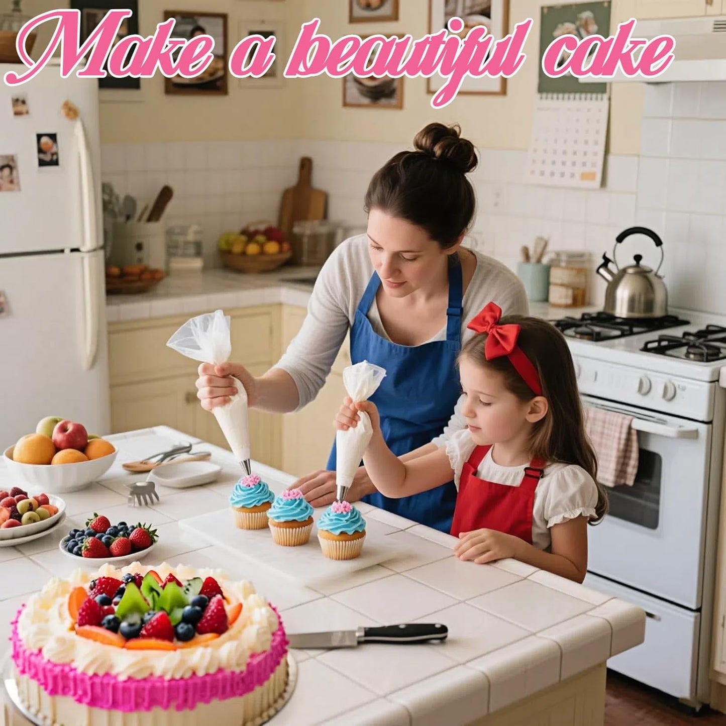 Reusable Piping Bags and Tips Set - 16inch Pastry Bags for Cake Decorating, Cupcakes, Cookies | Durable Cotton Exterior, Easy to Clean, Eco-Friendly Baking Kit for Home Bakers & Chefs