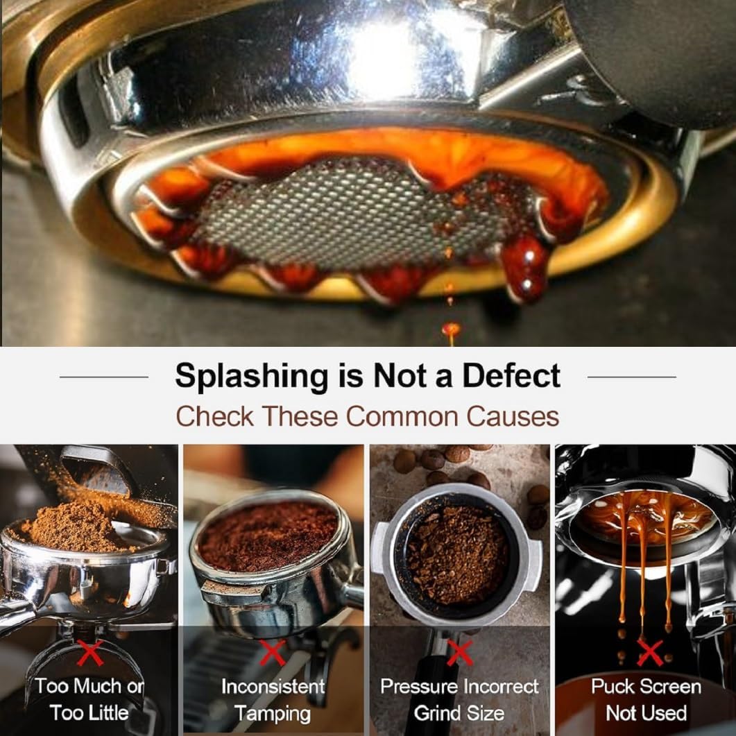 51mm Bottomless Portafilter 3 Ears with Puck Screen | Compatible with CASABREWS Espresso Machine CM5418, 3700Essential, 3700Gense (Prongs Thickness 4mm)