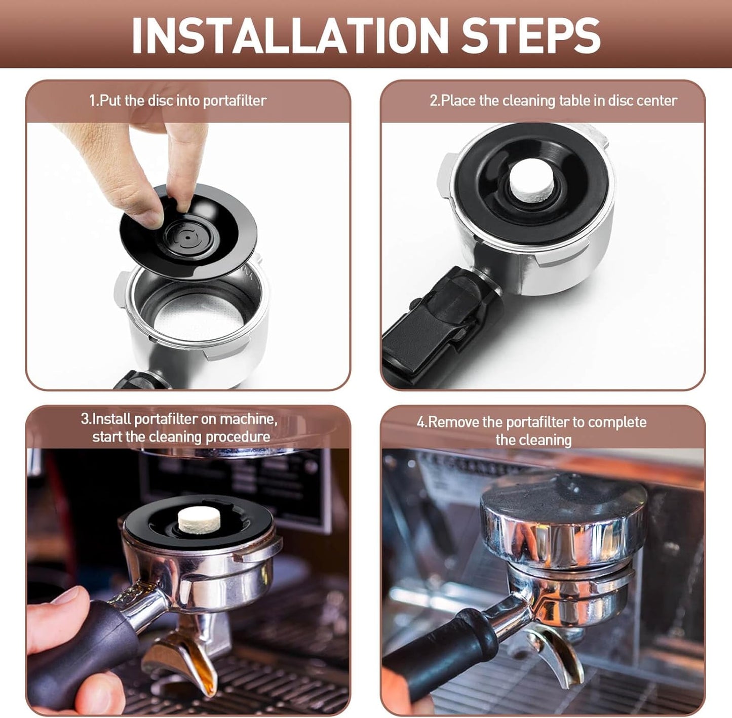 2PCS Espresso Cleaning Disc, 54mm Breville Backflush Disc, Durable Silicone Disc Breville Accessories Suitable for BES810BSS, BES840XL, BES878BSS, BES880, BES870XL