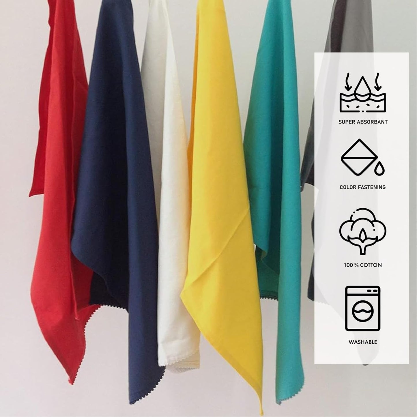 TARAN LIVING Kitchen Towels Dish Towels for Kitchen Tea Towels for Kitchen Bar Towels for Cloth Towels dishcloths - Solid 18"x28" Pack of 6 (Assorted (1), Pack of 6)