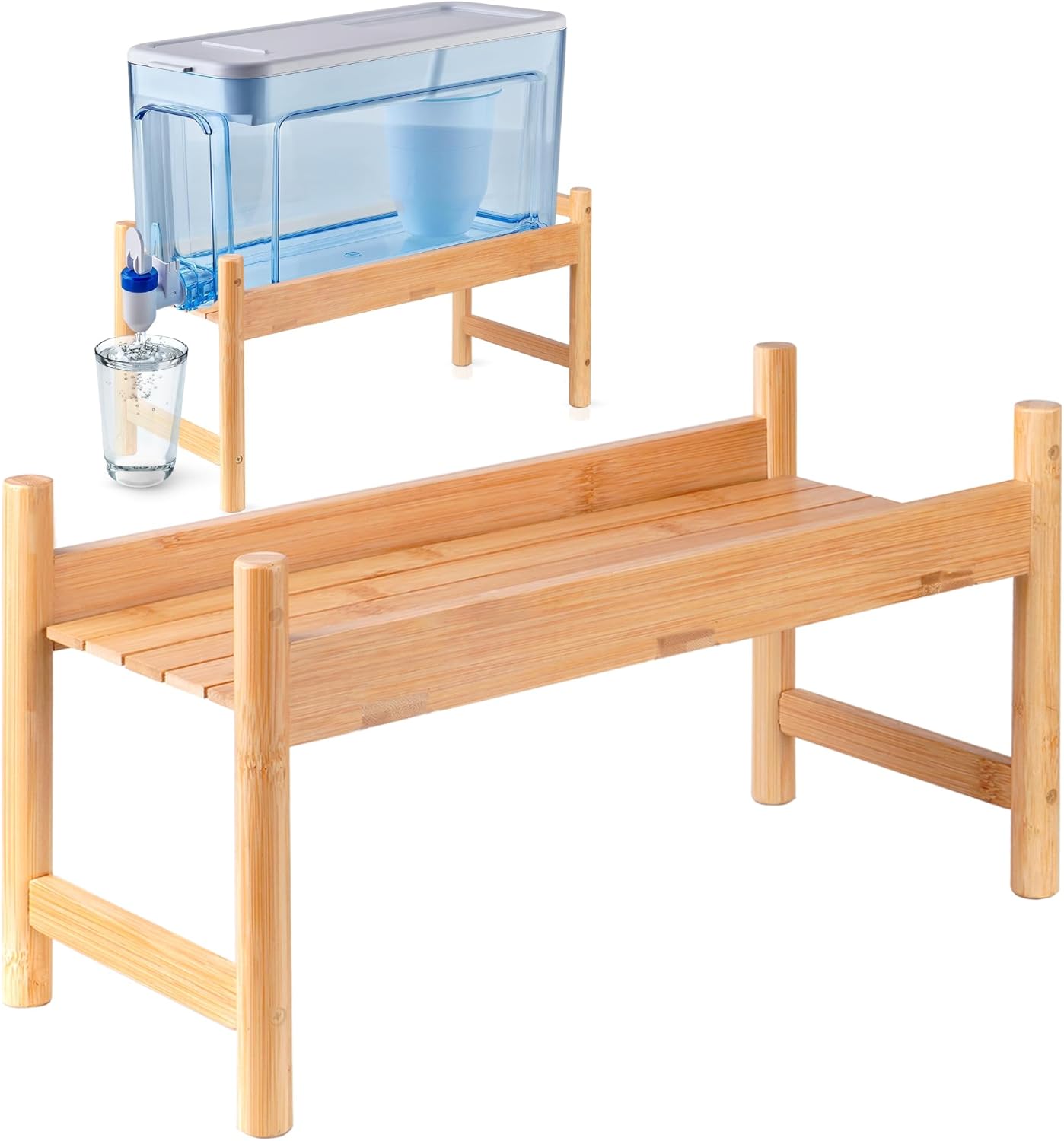 ZPirates Water Dispenser Stand - Holder for Drink Dispensers/Pitchers for Countertops, Lemonade Stands, Parties - Sturdy, Long-lasting Natural Bamboo