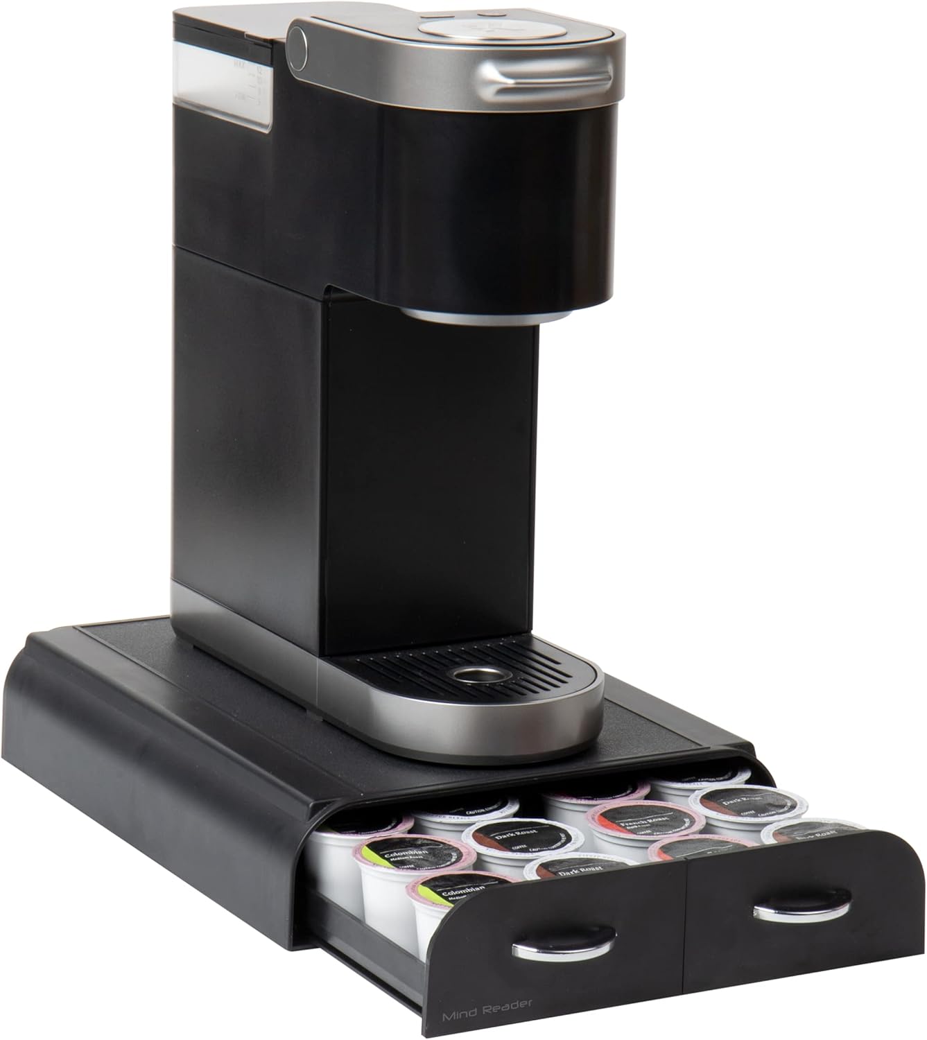 Mind Reader Single Serve Pod Organizer, 2 Drawers, 24 Pod Capacity, Keurig Mini Compatible, Black