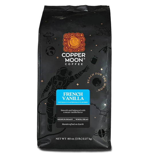 Copper Moon Medium Roast Whole Bean Coffee, French Vanilla, 5 Lb