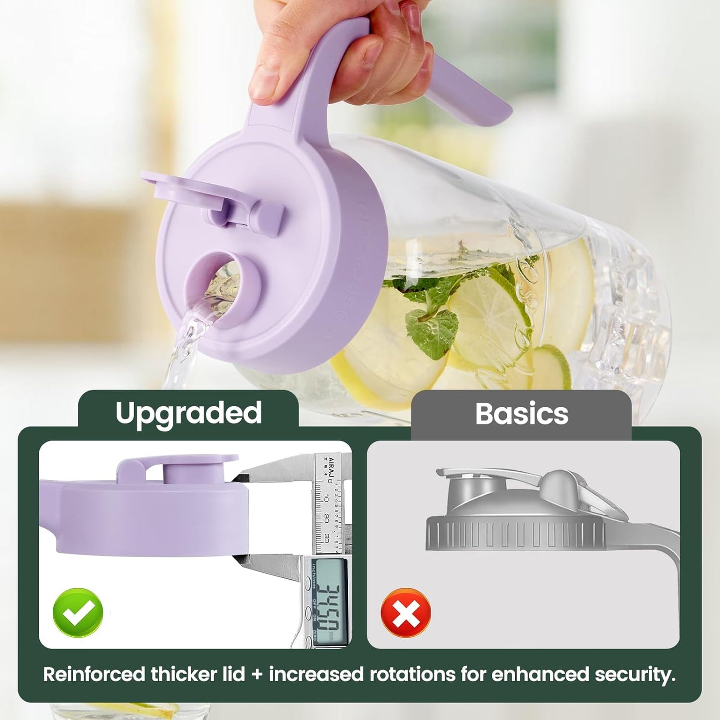 Mason Jar Pitcher - Airtight & Leakproof Glass Pitcher with Lid, Perfect for Breastmilk, Cold Brew, and Sun Tea, 2 Quart (64 oz) Mason Jar with Pour Spout Lid