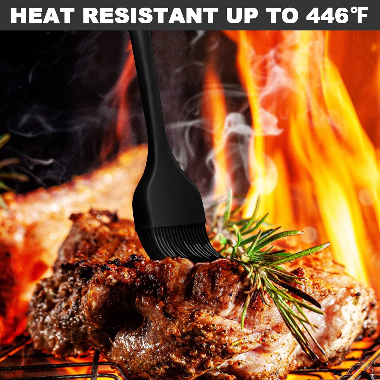 Anaeat 2 Pack Silicone Basting Pastry Brushes - Heat Resistant Brush with Soft Bristles, Hygienic One-Pieces Design, Marinade Brush Great in Baking for Spreading Oil Butter Sauce BBQ Grill (Black)