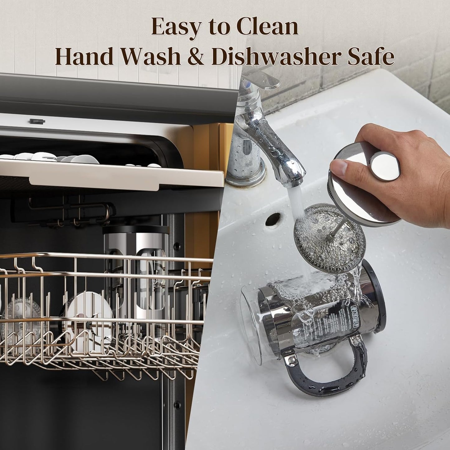 Veken French Press Coffee Maker 21oz 0.6 L, Heat Resistant Thickened Borosilicate Glass,Stainless Steel Brewer,Single Serve Small Pot, Cold Brew Cafetera Teapot for Kitchen Travel Camping, Dark Pewter