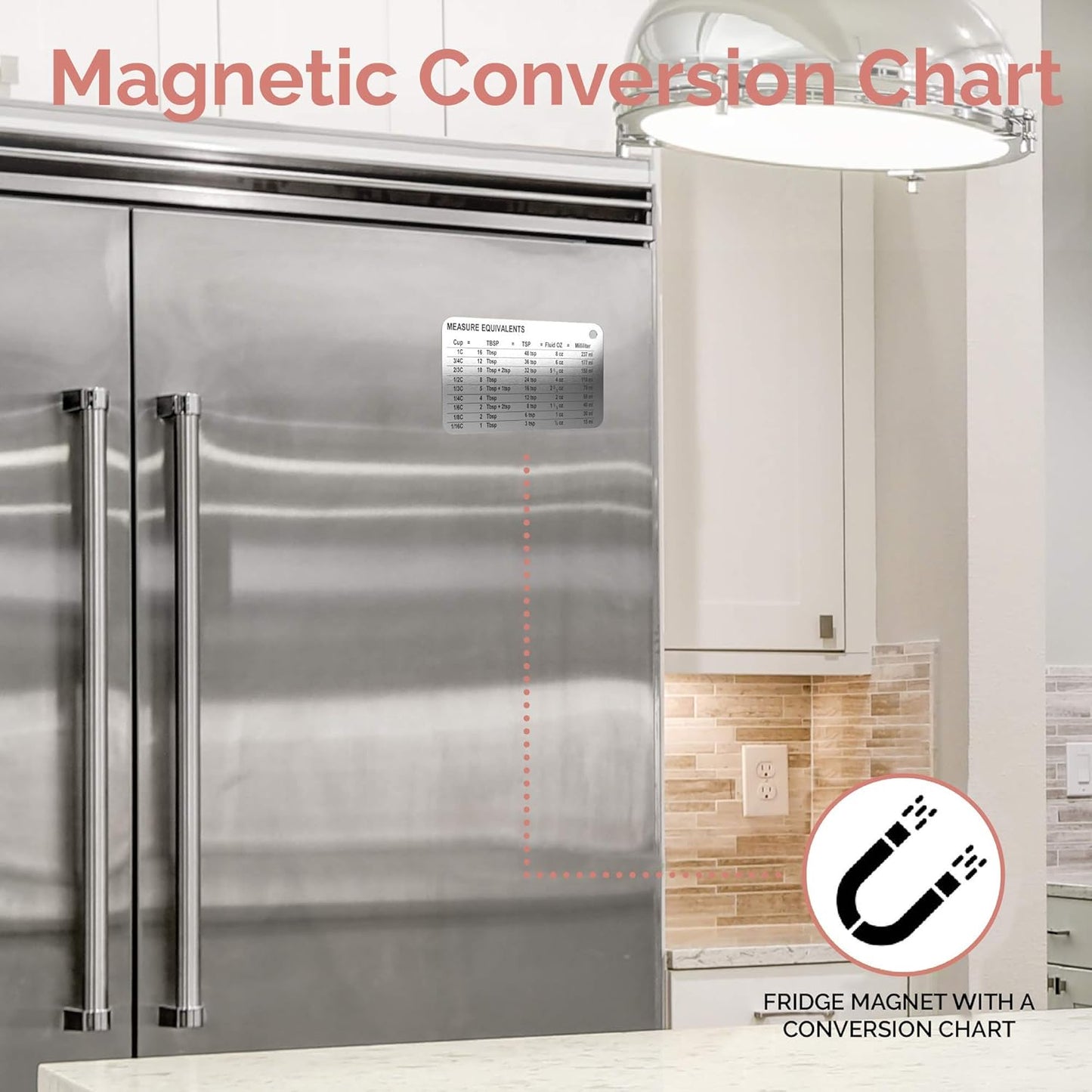 22-Piece Stainless Steel Measuring Cups and Spoons Set, Tad Dash Pinch Smidgen Drop Mini Measuring Spoons, Measuring Stick Leveler, Measurement Conversion Chart Fridge Magnet, (Country Chic)