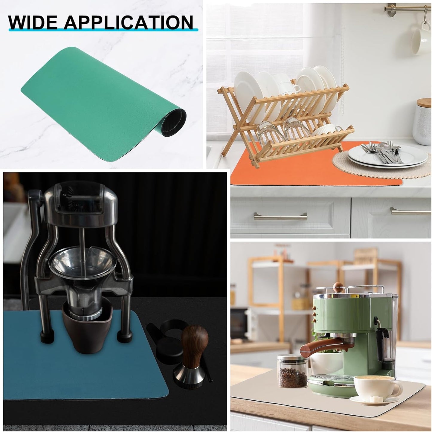 uxcell Silicone Mats for Kitchen Counter, 23.6" x 15.7" Non-Slip Countertop Protector Mat Heat Resistant Coffee Mat Waterproof Table Placemat, Green