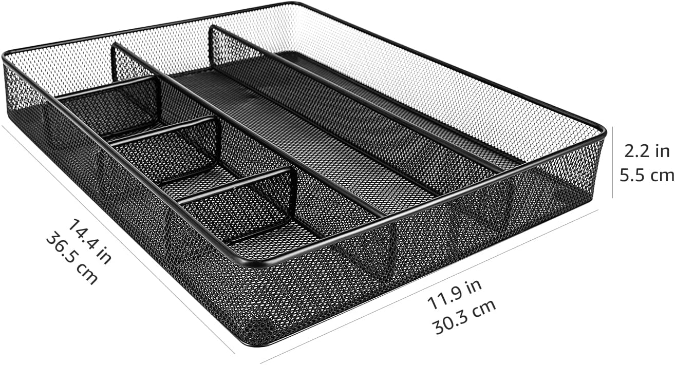 Amazon Basics Mesh Drawer Organizer, Black, Pack of 4