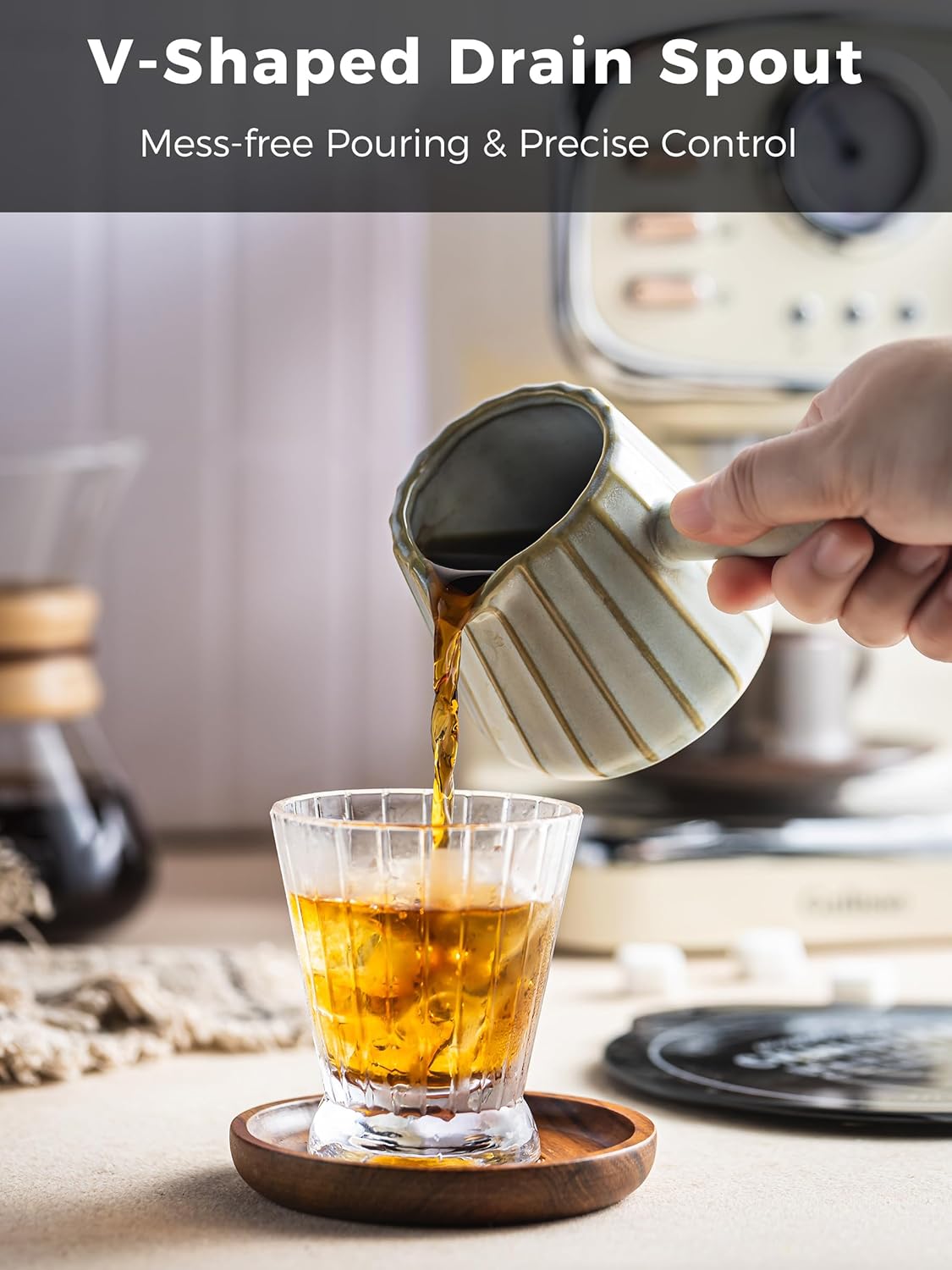 Espresso Cups, Ceramic Espresso Measuring Cup with Handle, Expresso Shots Cups with Scale, Espresso Accessories, 200ML /6 OZ, Light Green