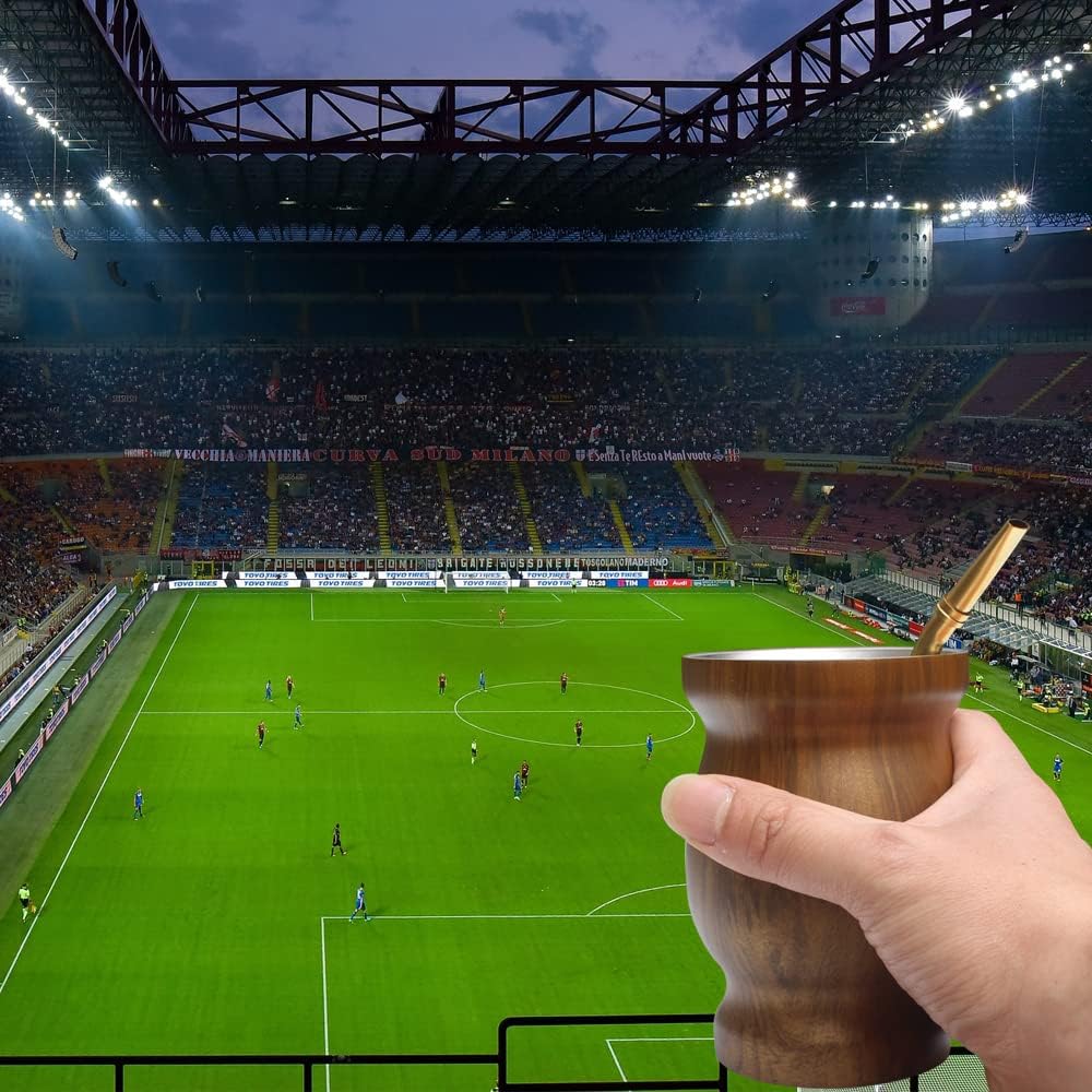 Beruth Bombilla Yerba Mate Gourd, 8oz Stainless Steel Tea Cup Set with a Multifunctional Lid, Two Straws and Cleaning Brushes, Double Walled Coffee Mug Heat Insulation Anti Scalding BR2301 (Brown)