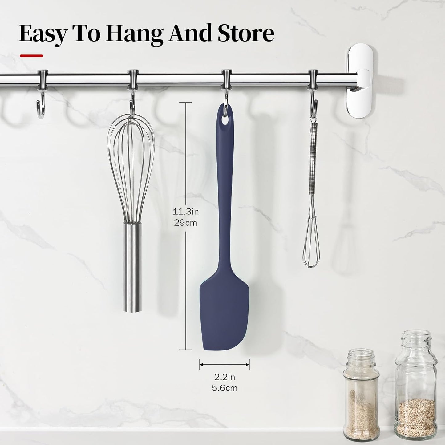 600ºF Heat Resistant Spatula, 11.34 inch High Heat Food Safe Semless Kitchen Silicone Scraper for Cooking Baking Mixing Scraping Stirring Nonstick Cookware Pan Bowl (Midnight Blue)