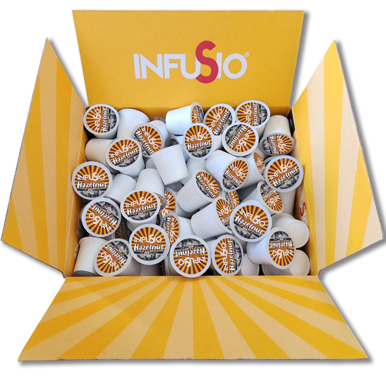 InfuSio Hazelnut Coffee Pods, Single Serve Coffee Pods for Keurig K Cups Brewers - Premium Roasted 96 Count