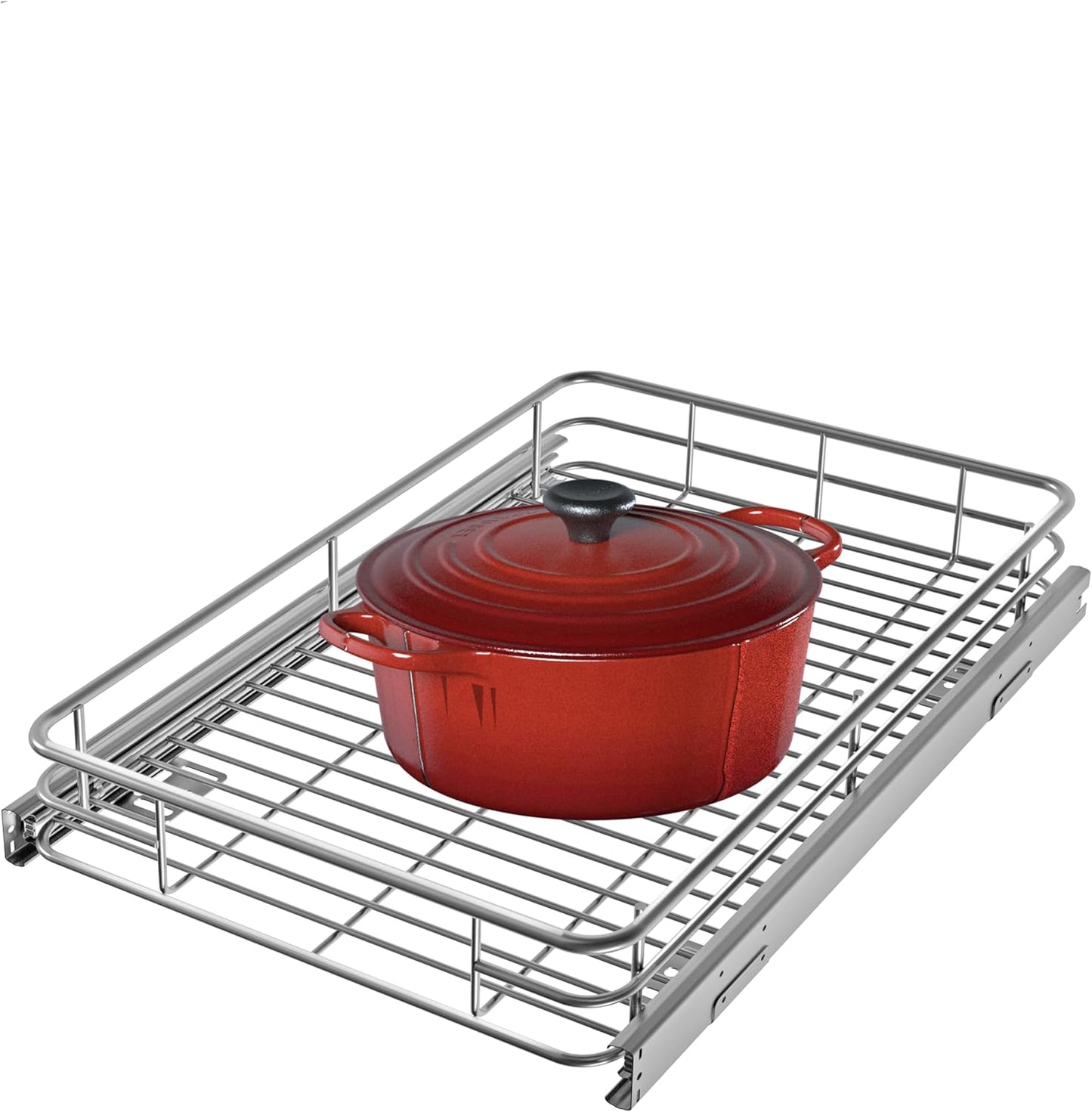 Cabinet Pull Out Shelves (14"W x 21"D), Heavy-Duty Pull Out Shelves for Kitchen Cabinets, Chrome-Plated Steel Slide Out Shelf