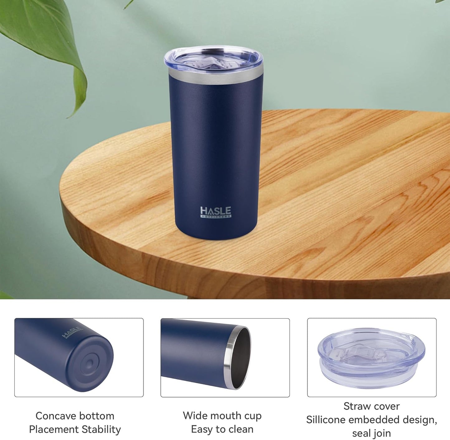 HASLE OUTFITTERS 12 oz Skinny Tumbler, Stainless Steel Insulated Slim Tumbler set bulk with Lid, Reusable Double Wall Travel Coffee Mug, Durable Powder Coated Travel Water Cup(Navy,12)