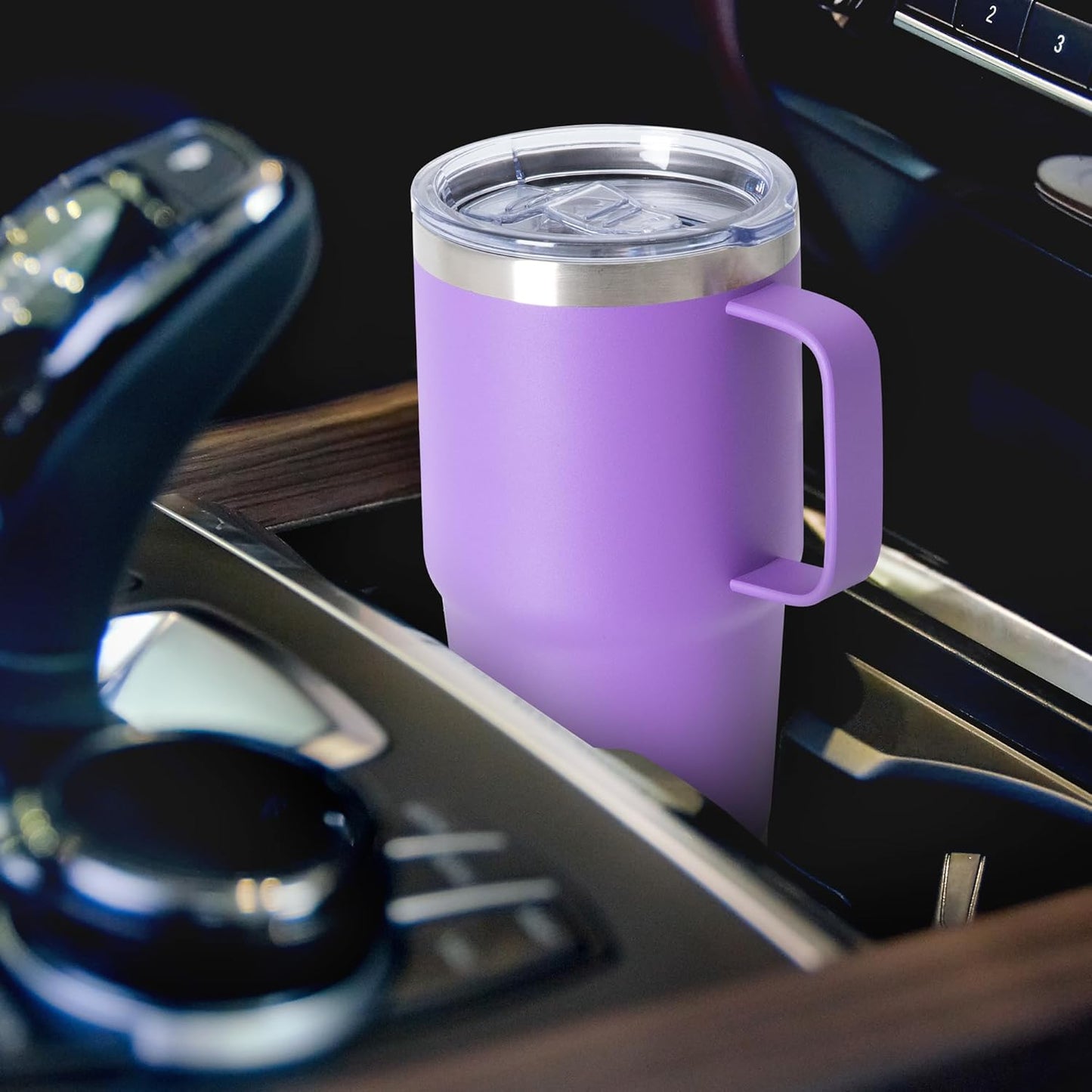 HASLE OUTFITTERS 20oz Tumbler Bulk with Lid, Stainless Steel Tumbler Bulk with Handle, Metal Insulated Travel Coffee Mug Set with Handle, Double Wall Vacuum Leak Proof Tumbler Cup, Purple 6 Pack