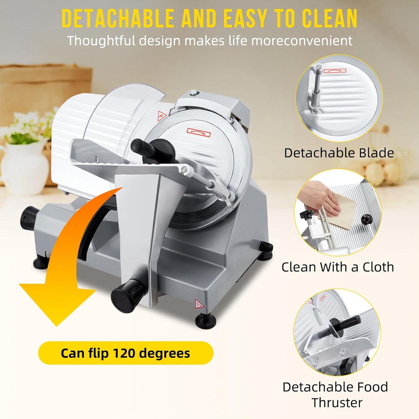 Commercial 12" Blade Meat Slicer 270W | Stainless Steel Electric Food Slicer Adjustable Thickness - Perfect for Restaurant, Deli & Home Use