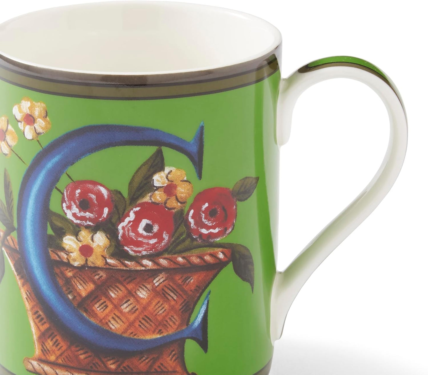 Spode Kit Kemp 12oz Mug, C Initial - Fine China Coffee Cup with Floral Alphabet Design, Custom Letter Mug for Unique Gift Giving - Personalized Kitchen Drinkware, Dishwasher Safe & Stylish