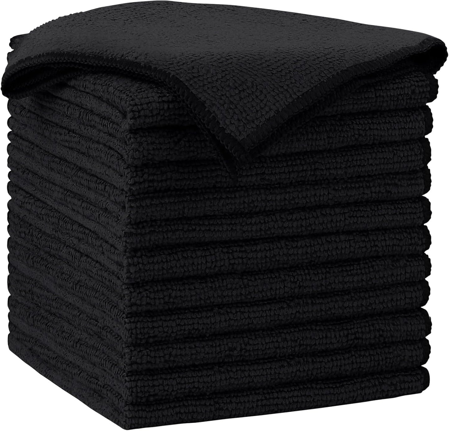AIDEA Microfiber Cleaning Cloth-12PK, Soft Microfiber Towels for Cars, Absorbent Cleaning Rags, Lint-Free Streak-Free Wash Cloths for House, Kitchen, Window(12in.x12in), Black