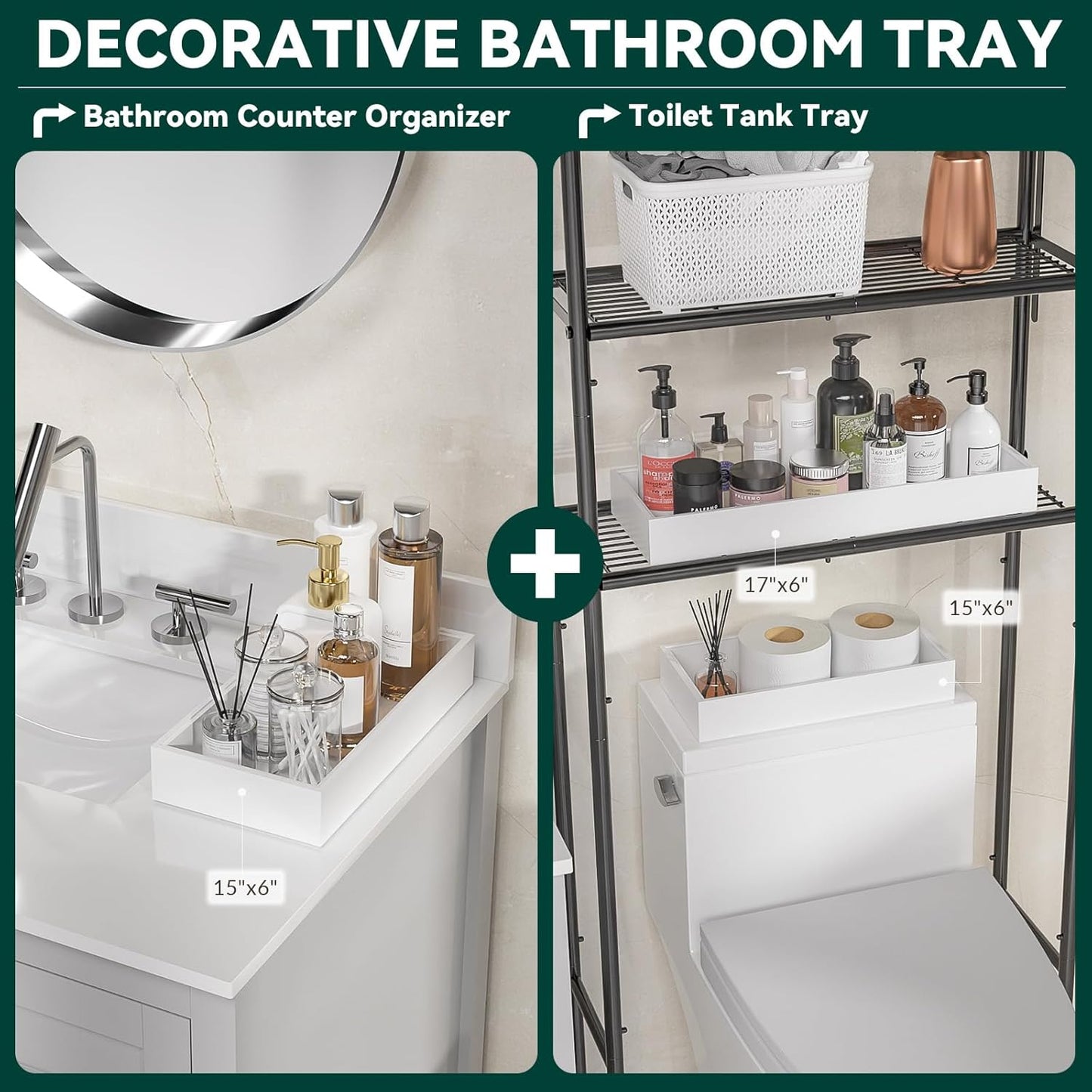 Kitchen Drawer Organizer - 2 Pack, Stackable Bamboo Drawer Organizers, Wooden Storage Box Tray for Cabinet, Pantry, Bathroom Countertop, Multi-use Organization and Storage (White)