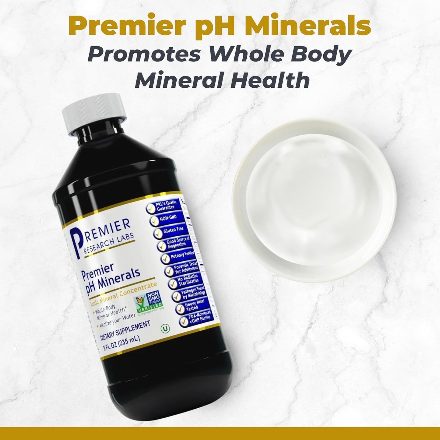 Premier Research Labs Premier pH Minerals - Trace Mineral Drops for Distilled Water, Magnesium Supplement, Reverse Osmosis Water, Liquid Concentrate - 8 fl oz