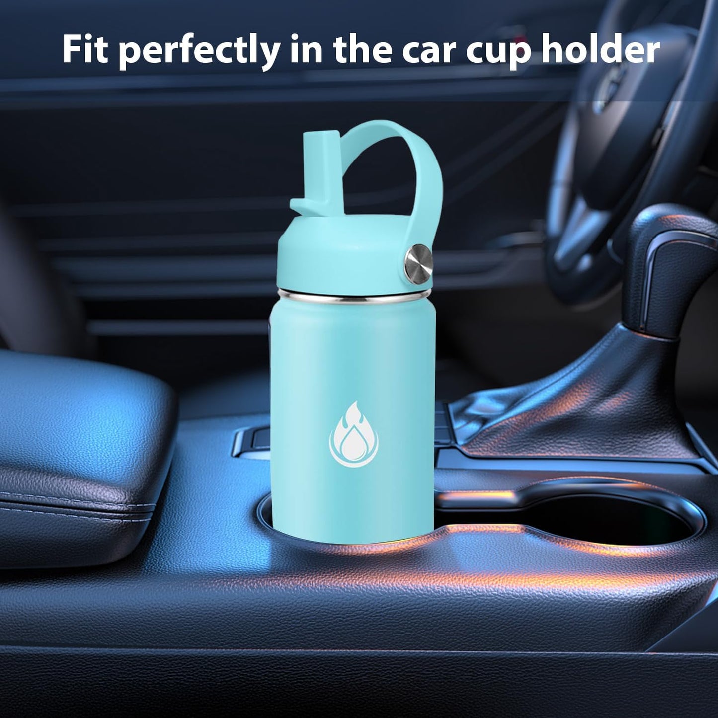 SENDESTAR Stainless Steel Wide Mouth Water Bottle 24oz Double Wall Vacuum Insulated Leak Proof Bottle with New Flex Straw Lid & Spout Lid XIN-PH-0750-1