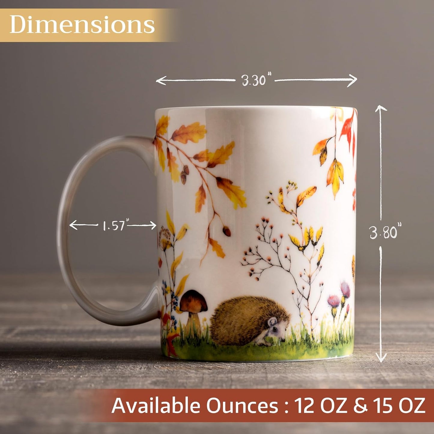 Maison d' Hermine Coffee Mug with Handles Fine Bone China Mugs Pack of One Tea Cups for Hot Beverages Cappuccino Latte Home Restaurant Office Perfect for Gift (Sous-Bois - Option 1, 15 Ounce)