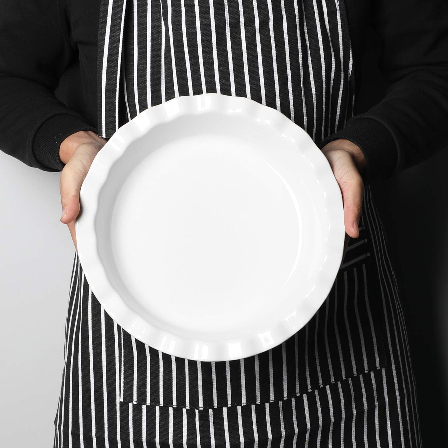 ONTUBE 10.5-Inch Deep Pie Pans 50oz, Ceramic Large Round Pie Tins for Baking, (White, 1 Pieces)